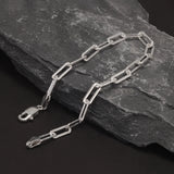 Solid 925 Sterling Silver 4mm Paperclip Link Chain Bracelet for Men Women Paper Clip Hand Chain Simple Fashion Punk Jewelry