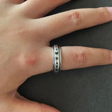 Real 925 Sterling Silver Spinner Band Ring Moon Star Celtic Stress Relieving Anxiety Ring Gifts for Men And Women