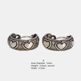 925 Sterling Silver Patterned Ear Hoop Earrings Retro Best Gifts for Men and Women Punk Rock Jewelry