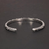 S925 Sterling Silver Bracelets Bangles for Men and Women Retro Vine Flowers Embossed Vintage Elegant Jewelry - GQTORCH Jewelry