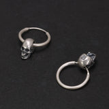 Real 925 Sterling Silver Skull Earrings Retro Antique Hook Shape Gothic Vintage Jewelry for Men and Women