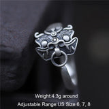 100% Real Pure 925 Sterling Silver Animal Rings For Women Ancient Mythology Gluttonous Personality Open Type