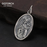 S925 Sterling Silver Little Delan Pendant Female Catholic Religion Saint Empress Belief Token Necklace Hanging Tag Pendant