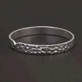 9999 Pure Silver Hammered Bracelet for Men and Women 8mm Retro Open Cuff Bangle Handmade Vintage Fashion Party Jewelry