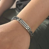 Real S925 Sterling Silver Braided Bracelet for Men 9mm Vintage Hiphop Punk Norse Thick Safe Toggle Buckle Handmade Jewelry - GQTORCH Jewelry