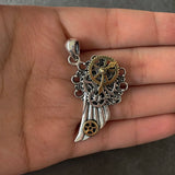 925 Sterling Silver Retro Punk Jewelry Thai Silver Men and Women Steampunk Gear Wing Hollow Pendant Jewelry