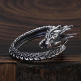 Punk Vintage 999 Pure Silver Dragon Open Finger Ring for Men Adjustable Gothic Fashion Cool Biker Street Party Jewelry
