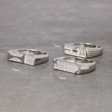 Sterling Silver Rings with Stones Micropave White Zircon Anniversary Wedding Rings Fine Jewelry