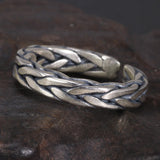 Real 925 Sterling Silver Braided Rings Viking Jewelry Retro Punk Rock Adjustable Size 6-9