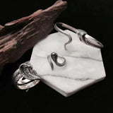 925 Sterling Silver Cobra Snake King Cuff Bangles For Men and Women Exaggerated Cool Punk Jewelry - GQTORCH Jewelry