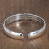 999 Sterling Silver Peacock Opening Cuff Bracelet For Women Heart Sutra Engraved Buddhist Thai Silver Jewelry bangles bracelets