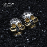 925 Sterling Silver Skull Stud Earrings for Men Women Punk Rock Retro Hip-hop Street Party Not Allergic Jewelry Accessories