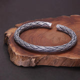 925 Sterling Silver Retro Twist Woven Cuff Bracelet for Men Women Antiqued Thai Silver Punk Open Bangle Handmade Jewelry - GQTORCH Jewelry
