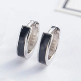 925 Sterling Silver Jewelry Minimalist Black Gel Circle Hoop Earrings For Men Best Gifts Simple Punk Rock Jewelry Bijoux