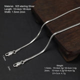 Pure 925 Sterling Silver Men's and Women's Bracelet Snake Bone Chain with Extension 4cm Adjustable Couple Minimalist Jewelry