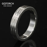 Real 925 Sterling Silver Smooth Glossy Lover Couple Rings for Men and Women Simple Circle Wedding Band Minimalist Jewelry