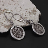 925 Sterling Silver Retro Braided Disc Pendant Earrings for Women Fashion Vintage Drop Dangle Earrings Handmade Jewelry