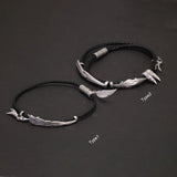 925 Silver Vintage Wax Rope Bracelet Magnetic Clasp LOL XAYAH RAKAN Multi Layers Feather Leaf Couple Jewelry