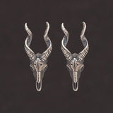 Solid 925 Thai Silver Punk Sheep Head Stud Earrings Sterling Silver Female Male Small Earring Gothic Vintage Jewelry New Arrival