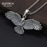 Authentic 925 Sterling Silver Eagle Pendant for Men and Women Retro Punk Style Necklace Hip Hop Animal Jewelry Gift