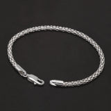 3mm 925 Sterling Silver Bolo 3mm Round Mesh Popcorn Chain Bracelet Men Women Lightweight Fashion Wristband Daily Jewelry