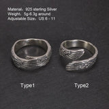 925 Sterling Silver Vintage Angel Bat Wing Demon Eye Hip Hop Adjustable Couples Rings for Men and Women Viking Jewelry - GQTORCH Jewelry