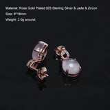 Clearance Sale 925 Sterling Silver Gemstone Earrings for Women Elegant Fashion Rose Gold Plated Topaz Jade Agate Zircon Earrings
