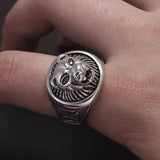 925 Sterling Silver Lion Ring for Men Red Garnet Eyes Adjustable Punk Retro Hip Hop Signet Ring Cool Biker Jewelry