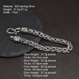 Real Pure 925 Sterling Silver Vintage Hand Braided Chain Bracelet Necklace Men's Jewelry Viking Armbands Punk Jewelry