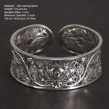 999 Silver Bracelet Bracelet Ladies Lotus Leaf Lotus Hollow Mesh Design Suitable for 16-19 Cm Wrist Buddhist Jewelry - GQTORCH Jewelry