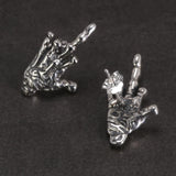 S925 Sterling Silver Middle Finger Skull Hand Stud Earrings for Men and Women Jewelry Gothic Punk Style