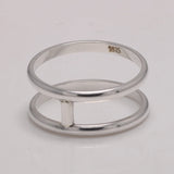 True Pure 925 Sterling Silver Double Layered Women's Plain Ring Wide Ring Minimalist Jewelry