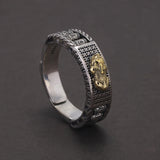 925 Sterling Silver Pixiu Vajra Pestle Band Ring for Men Women Rotatable Prayer Wheel Carved Six Word Vintage Buddhist Jewelry