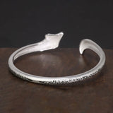 Genuine Solid 999 Sterling Silver Fox Bracelet Women Cuff Bracelets Bangle Fox Engraved Decorative Pattern Bracelet