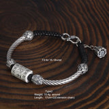 Mantra Bracelet 999 Pure Silver Six Words OM Charm With Hand Braided String Cords Adjustable Lotus Fashion Ethnic Style Jewelry