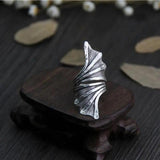 Handmade Exaggerated Real Pure 999 Sterling Silver Large Rings For Women Plant Flower Leaves Shaped Vintage Rings Fine Jewelry - GQTORCH Jewelry