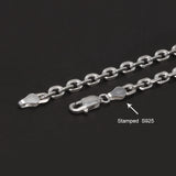 4mm 925 Sterling Silver Diamond-Cut Paperclip Chain Bracelet for Men Cable Link Chain Simple Hiphop Fashion Party Jewelry