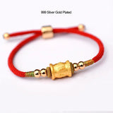 999 Silver Six Words OM Charm Bracelets For Women Men Braided Bracelet Cord Chain Chinese Knots Red Rope Buddhist Prayer Jewelry - GQTORCH Jewelry