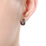 925 Sterling Silver Jewelry Simple Braid C-shaped Retro Punk Personality Earrings for Men and Women