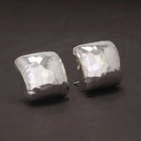 S925 Sterling Silver Hammered Square Statement Ring Earrings for Women Fashion Large Exaggerated Jewelry Set