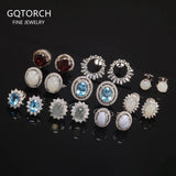 Clearance Sale 925 Sterling Silver Gemstone Earrings for Women Elegant Fashion Rose Gold Plated Topaz Jade Agate Zircon Earrings