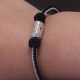 925 Sterling Silver Six Words Charm Handwoven Rope Bracelet for Men Women Braided String Retro Buddhist Talisman Jewelry