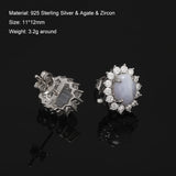 Clearance Sale 925 Sterling Silver Gemstone Earrings for Women Elegant Fashion Rose Gold Plated Topaz Jade Agate Zircon Earrings