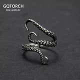 925 Pure Silver Retro Antique Octopus Finger Rings Fashion Personalized Opening Adjustable Women Rings Jewelry