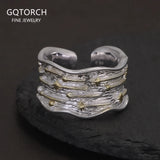 925 Sterling Silver Fashion Ring with Meteor Pattern Irregular Band Adjusted Size 7-9 Retro Trendy Fine Jewelry