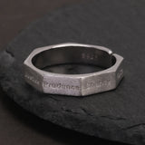 S925 Sterling Silver Faith Virtue Christian Ring for Women Men Seven Virtues Engraved Band Adjustable Geometric Antiqued Jewelry
