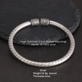 999 Sterling Silver Heart Sutra Men and Women Swastika Retro Buddhist Opening Solid Cuff Bangle