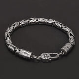 925 Sterling Silver Men's Peace Pattern Chain Necklace Bracelet with Six Words Mantra Clasp Vintage Punk Retro Party Jewelry