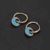 925 Sterling Silver Abalone Shell Small Drop Earrings Women Gold Turquoise Natural Stone Hoop Earrings Vintage Fashion Jewelry