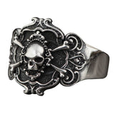 100% Real 925 Pure Silver Jewelry Men's Skull Ring Retro Punk Retro Locomotive Ring Opening Adjustable Fine Jewelr